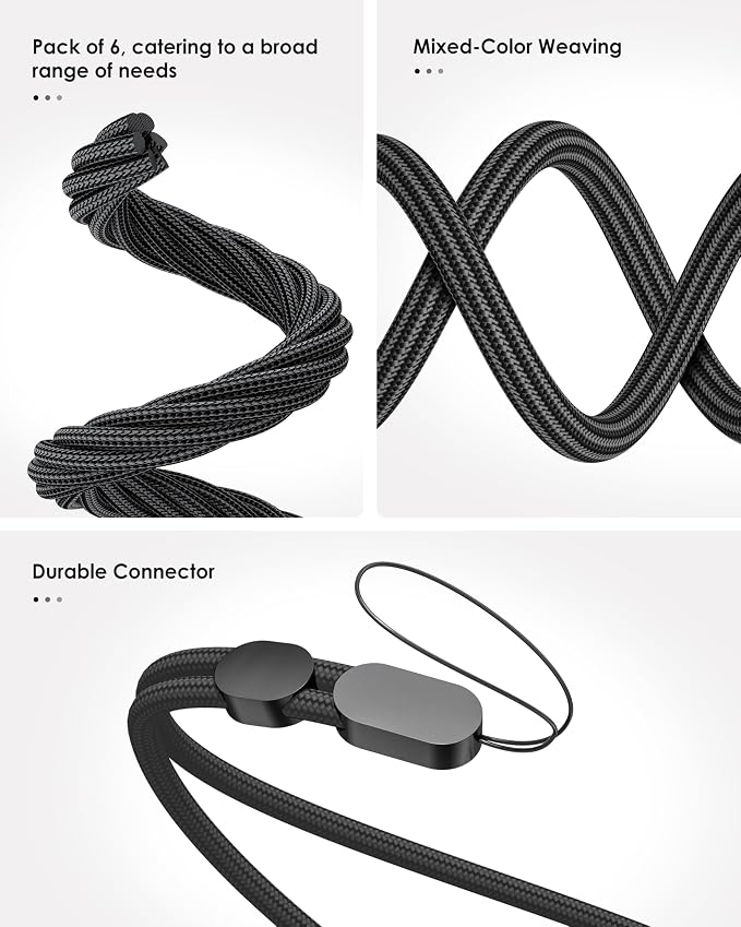Avorast 6 Pack Cell Phone Camera Wrist Straps, Wrist Lanyards | Adjustable Nylon Hand Wrist Strap Lanyards for Flashlights, USB Drives, GoPro and Keys, Black - Image 4