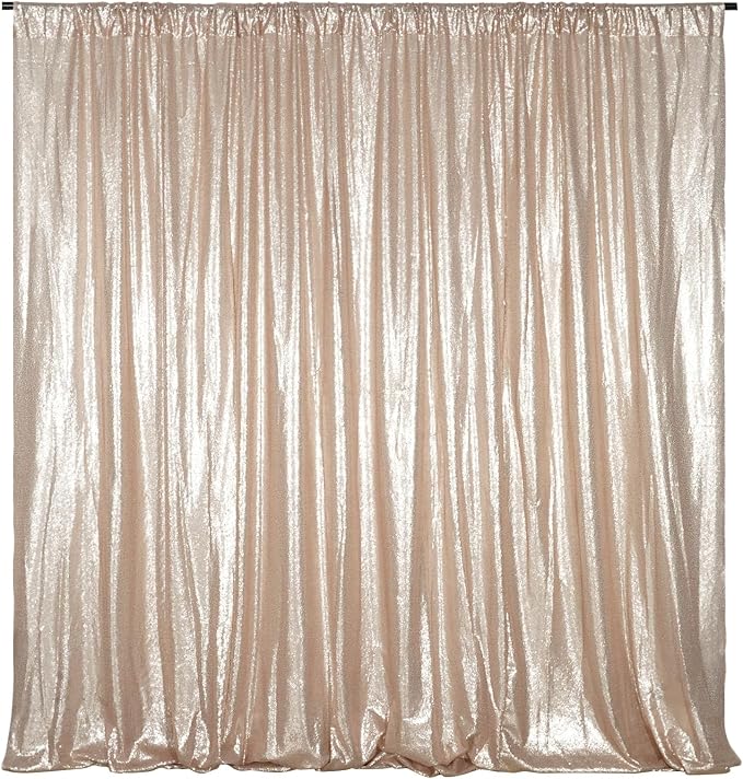 Poise3EHome 8FT x 10FT Sequin Photography Backdrop Curtain for Party Decoration, Champagne - Image 2
