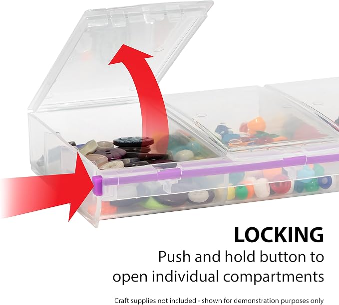 Craft Mates Bead Organizer, 4 Locking Compartments, Plastic Storage (2XL) | Clear Plastic Storage for Buttons, Pins, Jewelry, Diamond Art & Craft Supplies, Large Portable Organizer for Crafters - Image 2