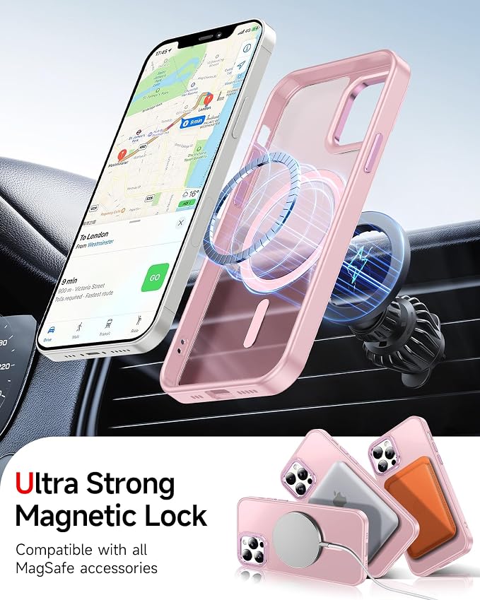 LeYi for iPhone-12-Pro-Max Case: Compatible with Magsafe[ Tempered Glass Screen X2+ Camera Lens Protector X2] i Phone 12Pro Promax Cases Cover iohone 12 Pro Max Magnetic Protective Girl Women, Pink - Image 3