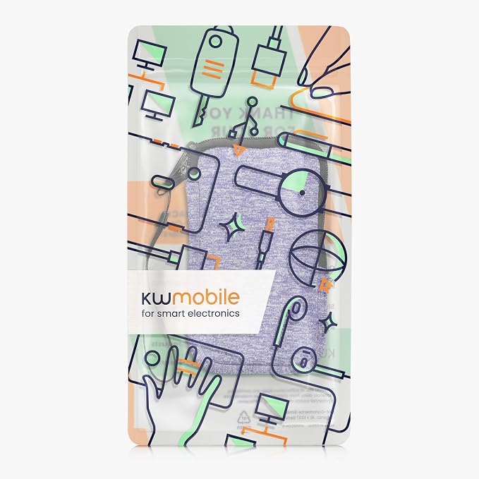 kwmobile Universal Phone Pouch Size M - 5.5" - Neoprene Smartphone Pouch with Zip - Water-Repellent Mobile Phone Case - Sleeve in Denim/White - Image 7