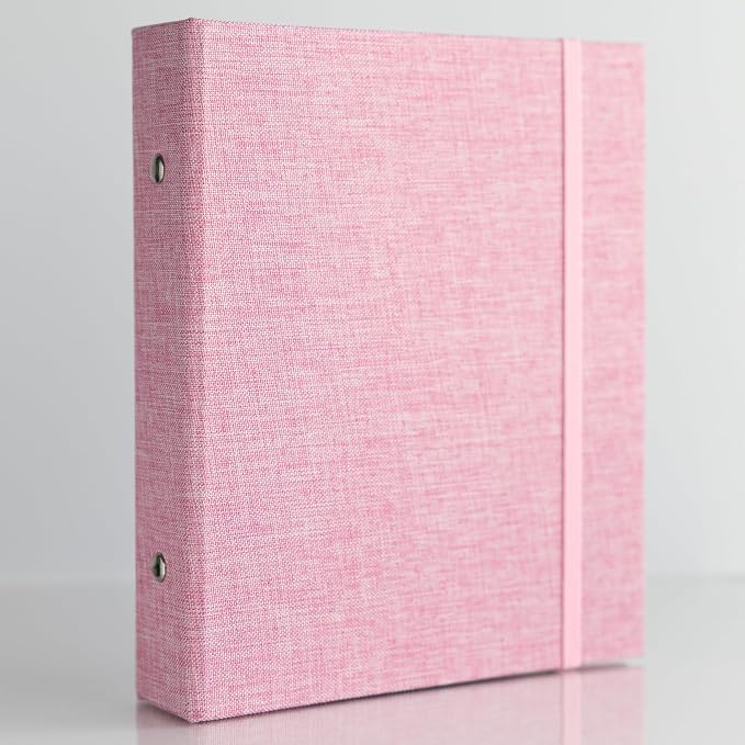 Photo Album For 2X6 Photo Booth Slip In Strips And 4X6 Pictures - 6 Ring Notebook Binder With 20 2 By 6 Sleeves - Fits 80 Photobooth Prints (ROSE PINK - LINEN HARDCOVER, 4X6) - Image 2