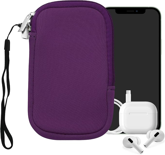 kwmobile Universal Phone Pouch Size XL - 6.7/6.8" - Neoprene Smartphone Pouch with Zip - Water-Repellent Mobile Phone Case - Sleeve in Violet - Image 8