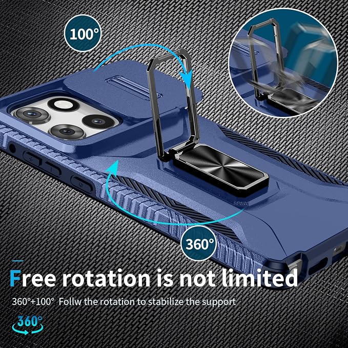 for Moto G Stylus 2025 Case,with Sliding Camera Lens Cover,HD Screen Protector,360° Rotating Kickstand, Military-Grade Shockproof Protective Cover for Motorola G Stylus 5G 2025,Blue - Image 5