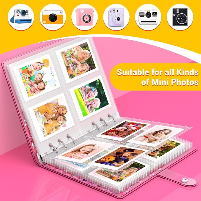 Kids Photo Album for Instax Mini, Gifts for Girls Ages 4 to 12 | Photo Album for Polaroid, Applicable to Fujifilm Instax Mini 11 12 40 Kodak Mini Photo, Stocking Stuffers (200 Photos) - Image 5