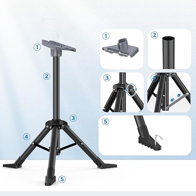 Starlink Tripod Stand for Starlink Standard 4/ Standard 4X/ Gen3/ V4 | with Pipe Adapter Outdoor Portable Starlink Mounting Kit for Camping and RV Travel - Image 3