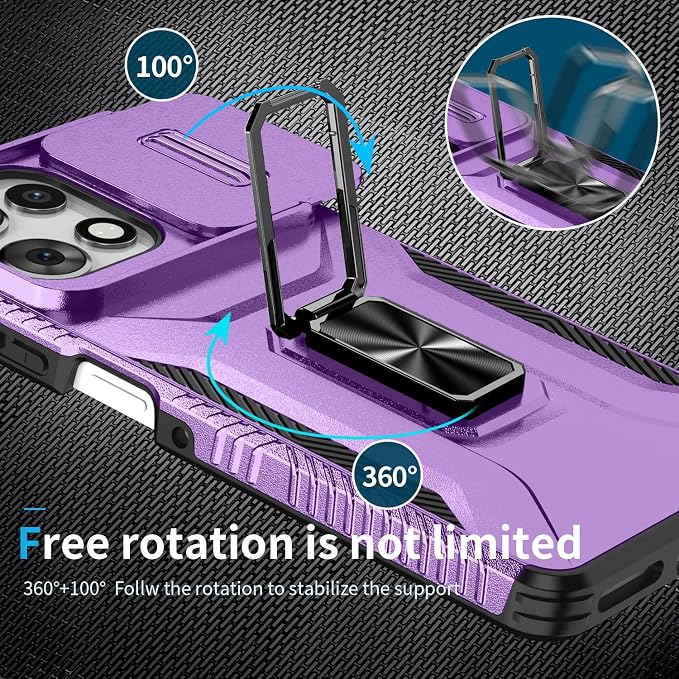 for Moto G Play 5G 2025 Case with Sliding Camera Lens Cover,HD Screen Protector,360° Rotating Ring Kickstand,AYMECL Military-Grade Shockproof Protective Cover for Motorola G Power 2025,Purple - Image 4