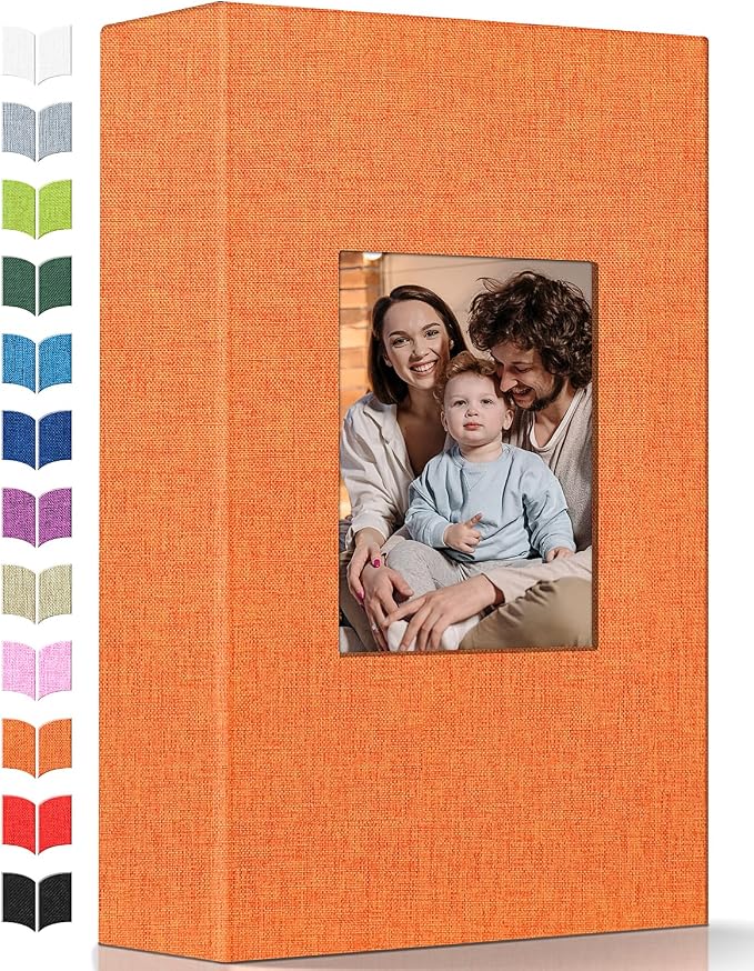Artfeel Photo Album 4x6 with 300 Pockets,Slip-in Picture Albums,Linen Cover Memory Book with Front Window,White Page Vertical Photo Book for Wedding,Family,Anniversare,Baby,Vacation by Artfeel
