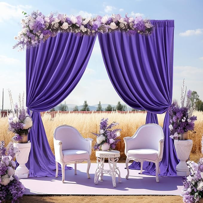 Purple Backdrop Curtains 2 Panels-Wrinkle-Free Purple Curtains Polyester Photography Drapes for Baby Shower Birthday Party Photo Background Backdrop Stand- 8 X10FT - Image 3
