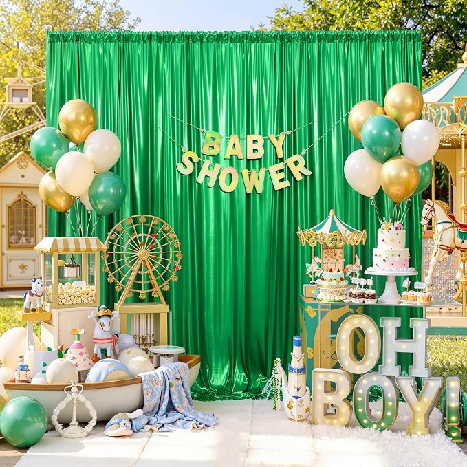 20x10ft Green Sequin Backdrop Curtains, Wrinkle Free Glitter Backdrop Drapes for Wedding Parties Photography Stage Decor, Non-Shedding 4 Panels Set (5x10ft Each) - Image 2