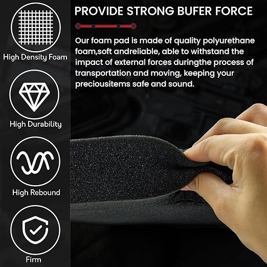 4 Pack Gun Case Foam Inserts - Precut Black Foam Padding 16 x 12 x 2 Inch | High-Density Customizable Padding for Gun Parts, Toolboxes, Camera Bags & Precision Equipment Protection - Image 3