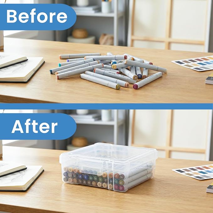 ArtBin 6953AB ClearView 6" x 6" Box Art & Craft Organizer, [1] Plastic Storage Case, Clear | 6.25 x 6.625 x 2.125 Inches, Clear View Lid, Compact Craft Organizer, Stackable, Durable Plastic - Image 5