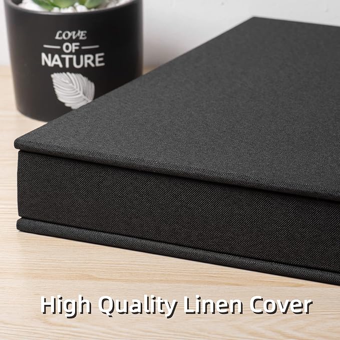 Large Photo Album Self Adhesive 4x6 5x7 3x5 8.5x11 Scrapbook Magnetic Album DIY Scrap Book Length 13 x Width 12.8 (Inches) 120 Black Sticky Pages Linen Cover DIY Photo Album(Black) - Image 4