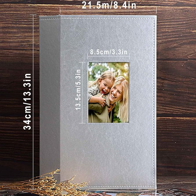 Ywlake Photo Album 4x6 300 Pockets, Leather Photo Albums Holds 300 Horizontal Only Pictures Silver - Image 4