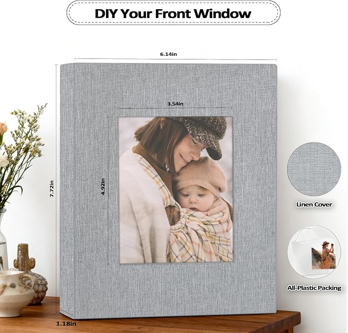 Popotop 2 Pack Photo Album 5x7 Pictures, Small Linen Slip-in Photo Albums Book for 80 Photos with 40 Pockets, Birthday Gifts for Women Mom Family Baby - Image 4