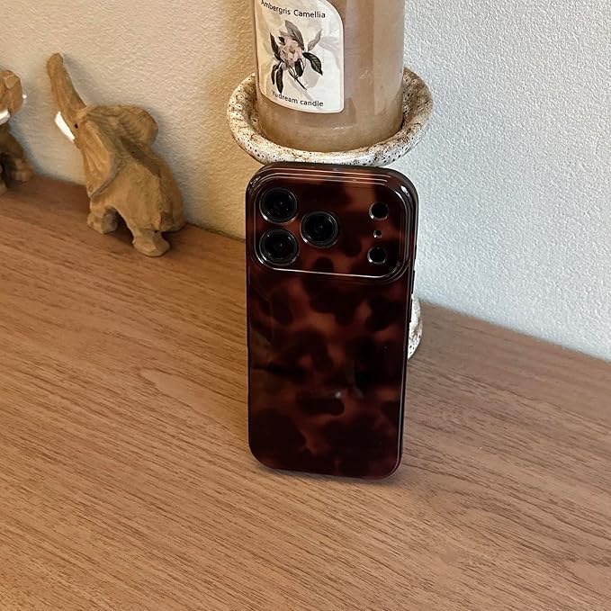 Aesthetic Tortoise Shell Phone Case for iPhone 17 Brown | Retro Cool Girl Leopard Print, Brown Amber Cheetah Cute Chic Trendy Full Camera Protective Cover for Women - Image 4