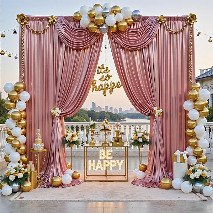 20x10FT Rose Gold Sequin Backdrop Curtain for Party - 4 Panels 5x10FT Wrinkle-Free Shimmer Drapes for Birthday, Wedding, Christmas, Decorations & Photography - Image 3