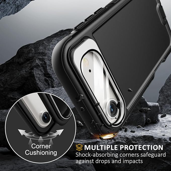 Follaroma Magnetic for iPhone 17 Air Case with Camera Cover Stand, Black | Built-in Glass Camera Cover Stand,Compatible with MagSafe,Heavy Duty Shockproof Protective,Military-Grade Anti-DropDual Case - Image 5