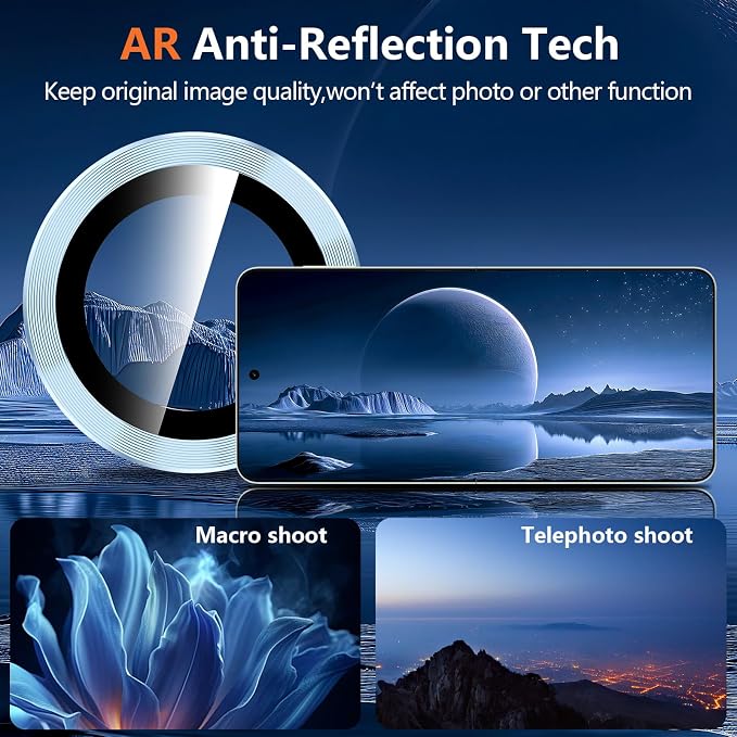 for Samsung Galaxy Z Flip 8 Camera Lens Protector, Individual Metal Ring Tempered Glass Lens Cover, [Strong Adsorption] Scratch Resistant Ultra-Thin HD Clear Lens Cover, 1 Set-Blue - Image 3