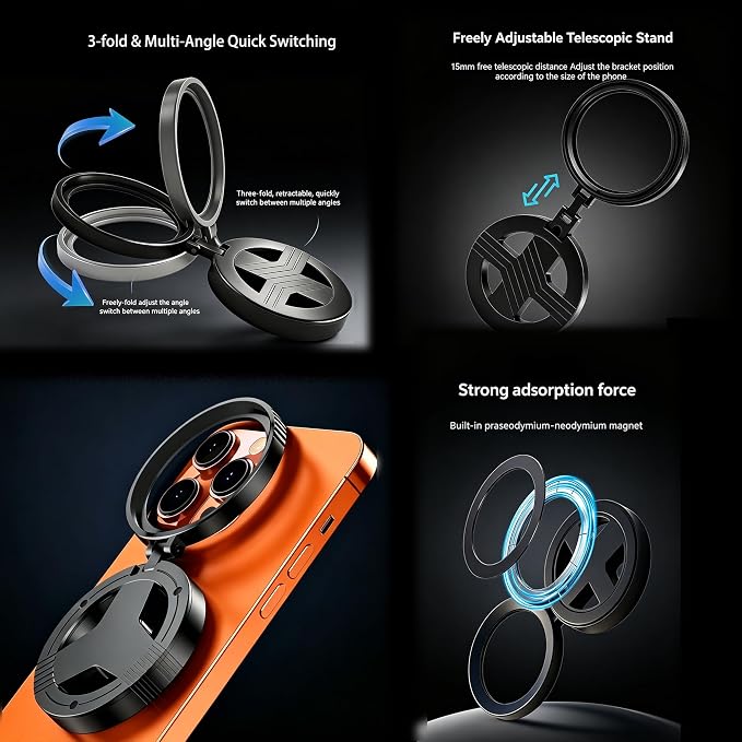 Magnetic 52mm Variable ND Filter for iPhone 17-13, ND2-400 Lens Filter | 52mm Neutral Density Lens, Adjustable Filter and Stand, Glass Optics, Quick Mount, Compatible with iPhone 17/16/15/14/13 - Image 2