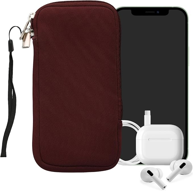 kwmobile Universal Phone Pouch Size XXL - 7" - Neoprene Smartphone Pouch with Zip - Water-Repellent Mobile Phone Case - Sleeve in Berry - Image 5