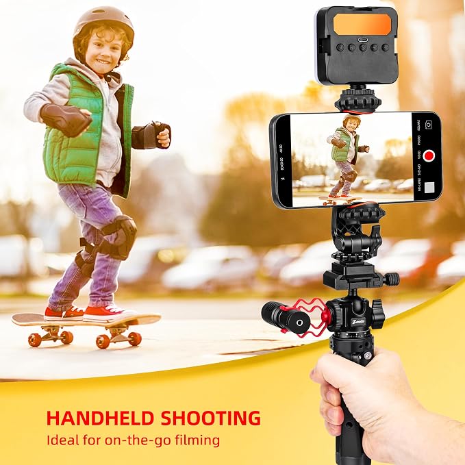 Zeadio Heavy Duty Metal Tripod Kit with Arca Ball Head - Universal Phone Vlogging Kit, Cell Phone Stand & Travel Tripod for iPhone/Android, Camera, Gimbal, Action Cam etc - Image 3