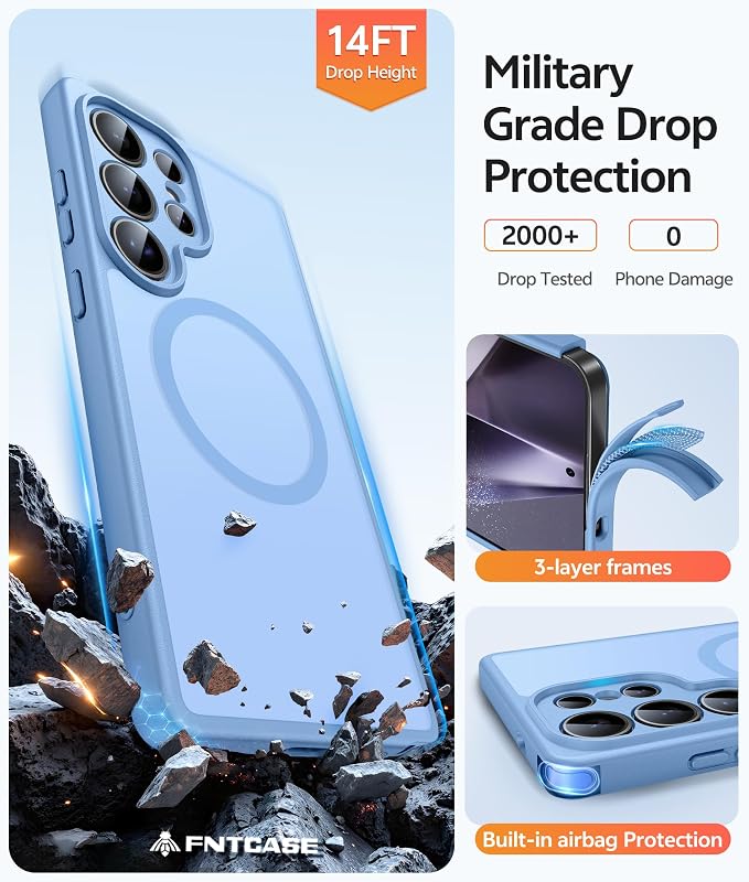 FNTCASE for Samsung Galaxy S24 Ultra Case, Compatible with Magsafe | Screen Protector, Full Camera Protection, Translucent Matte, 14FT Military Grade Drop Proof, Protective Phone Cover - Image 5