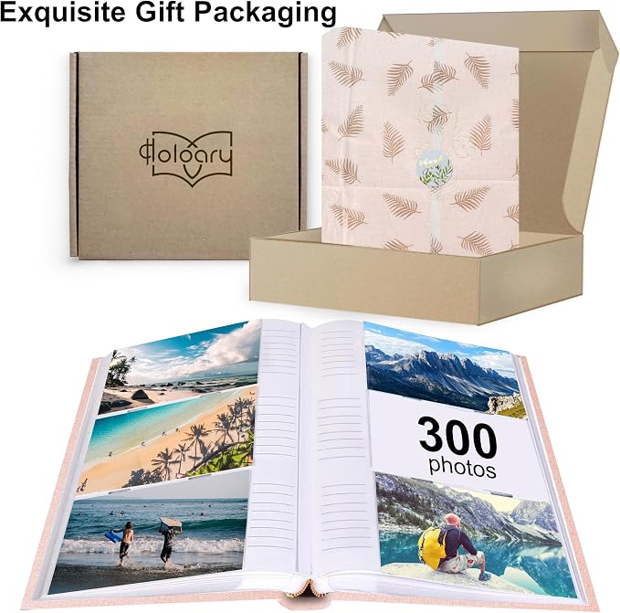 Holoary Photo Album 4x6 300 Photos, 300 Pockets 4”x6” Picture Album, Linen Fabric Cover Big Picture Book for Photos with Writing Area, 4x6 Photo Albums for Family Weddings Travel Memories(Pink) - Image 9