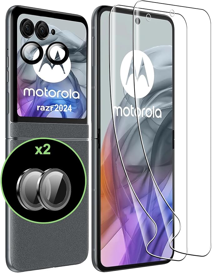 for Motorola Razr 2024/2025/2026Razr+ 2024/2025/2026 Razr Plus Screen Protector（Self-Healing TPU Film with Camera Lens Protector,Case Friendly,HD,Anti-Scratch, 2+2 PACK(not glass) by Suttkue
