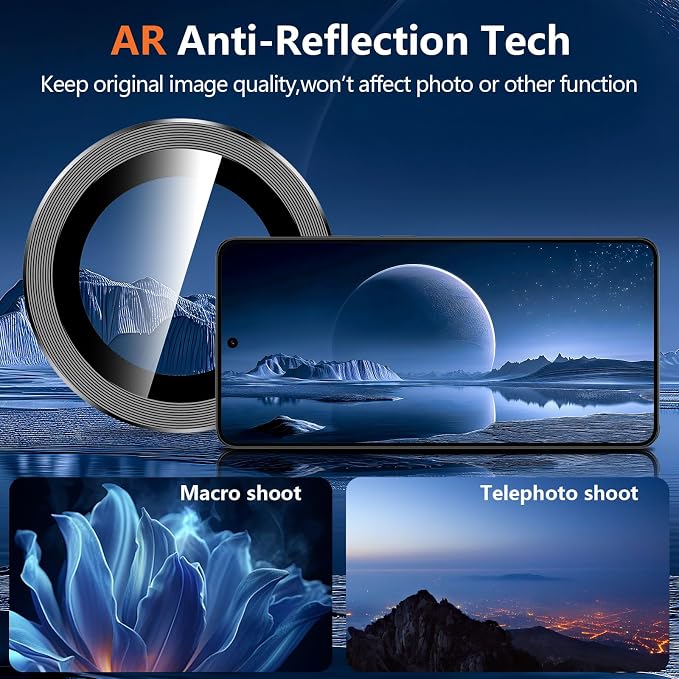 for Samsung Galaxy S26 Ultra Camera Lens Protector, Individual Metal Ring Tempered Glass Lens Cover, [Strong Adsorption] Scratch Resistant Ultra-Thin HD Clear Lens Cover, 1 Set-Black - Image 3