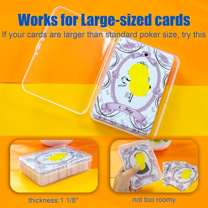 JINUPHION 4 Pcs Playing Card Case, for Go Fish/Old Maid/Oracle Card/Other Larger Than Standard Size Cards, Plastic Clear Card Deck Box Storage, 4 1/2" × 3 1/4" × 1 1/8" (NO Cards) - Image 3