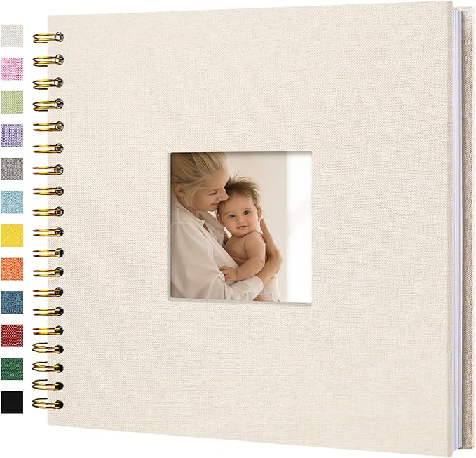 Scrapbook Photo Album Linen Cover, 10 x 10 Inch Hardcover Kraft White Pages Memory Book, for Travel Wedding Guest Book Christmas Baby Shower (20 Sheets/ 40 Pages,Beige) | Beige Hardcover Kraft White Pages Memory Book, for Travel Wedding Guest Book Chri... by Hiwhy