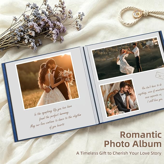 Popotop Photo Album Self Adhesive with Picture Display Window,40 Pages DIY Scrapbooking Supplies Kit for 4x6 8x10 Picture,Linen Cover Memory Book for Baby Wedding, with Scraper and Metallic Pen - Image 2