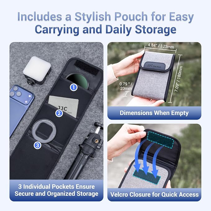 Upgraded 67mm Variable ND2-128 ND Filter Mount Kit w Magnetic Phone Camera Grip & Storage Pouch for iPhone 17 Air 16 Pro Max, Neutral Density Lens Filter Adapter Set w Cold Shoe &1/4''Hole(NO Tripod) - Image 6