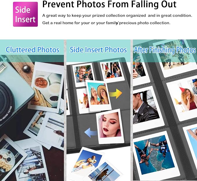 672 Pockets Photo Album For Instax Mini & Polaroid 2x3 Photos, Black | Large Capacity, Sturdy Pages, Elastic Band Closure, Keep Instant Photos Organized For Travel, Family Memories, Daily Storage. - Image 6