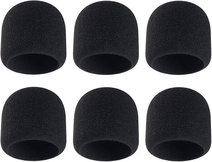 6 Pack Foam Microphone Covers, Thick Handheld Mic Windscreen Pop Filter for Standard Microphones, Washable Sponge Sleeve for KTV, Singing, Podcasting and Stage Performance (Black) - Image 7