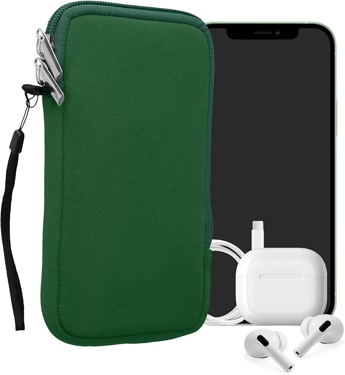 kwmobile Universal Phone Pouch Size XL - 6.7/6.8" - Neoprene Smartphone Pouch with Zip - Water-Repellent Mobile Phone Case - Sleeve in Moss Green by kwmobile