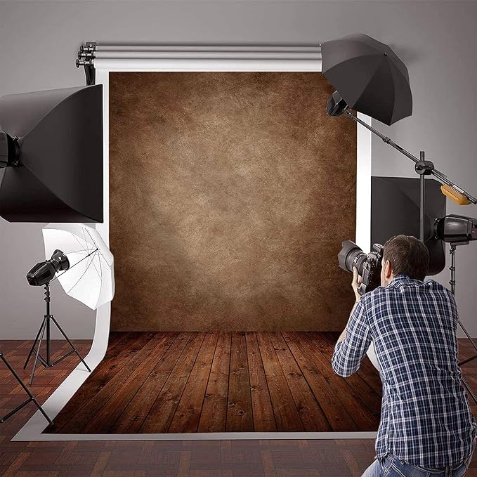 Allenjoy 5x7ft Soft Fabric Brown Wall with Wooden Floor Photography Backdrop Newborn Baby Photoshoot Abstract Portraits Photo Photographer Background Props - Image 4