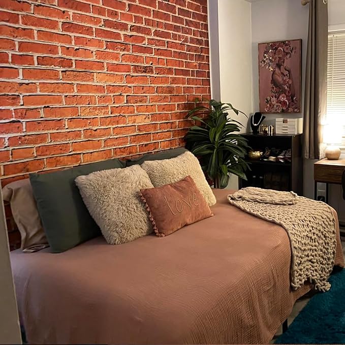 7x5 Ft Brick Wall Party Backdrop，Polyester Fabric Red Brick Sign Photo Backdrops Background for Thanksgiving Halloween Party Wedding Graduation Home Decoration Photo Booth Prop Banner - Image 2