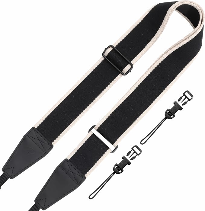 Padwa Lifestyle Adjustable Camera Strap - 2" Top Layer Cowhide Head Camera Straps for Photographers, Cotton Adjustable Neck Shoulder & Crossbody Strap Quick Release for All Cameras and Binoculars by PadwaLifestyleCameraStrap