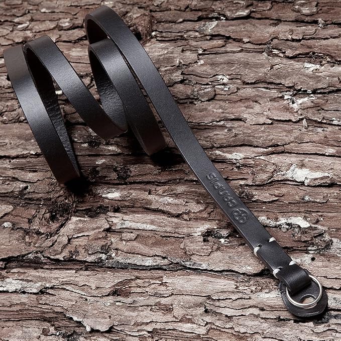 Thin Full Leather Camera Neck Strap for Mirrorless CP003 BK | 100% genuine cowhide strap, black color vintage style, fits Canon Sony Fujifilm etc, ideal for travel and street photography - Image 4