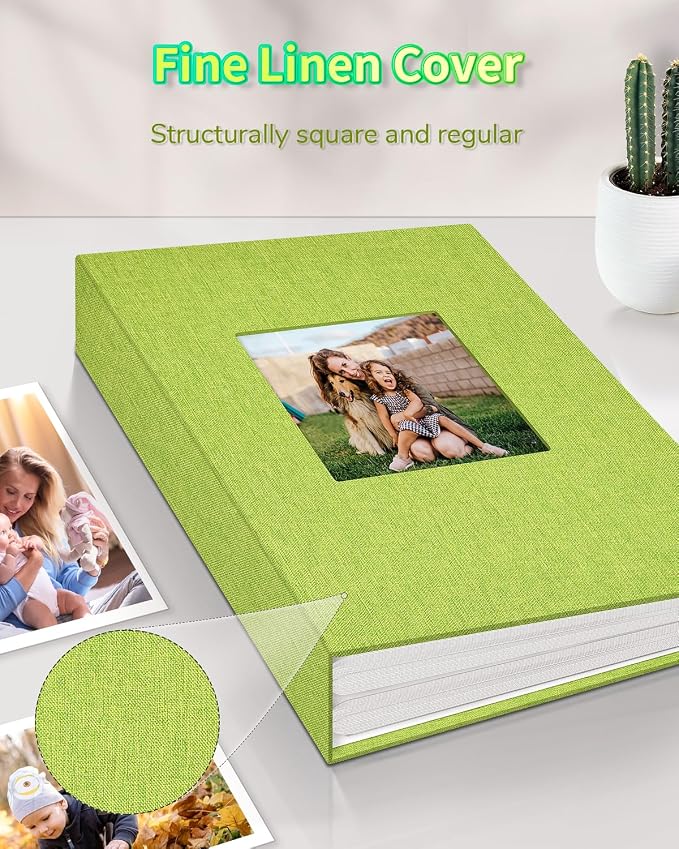 Artfeel Photo Album 4x6 with 100 Pockets,Slip-in Picture Albums,Linen Cover Memory Book with Front Window,White Page Vertical Photo Book for Wedding,Family,Anniversare,Baby,Vacation - Image 6