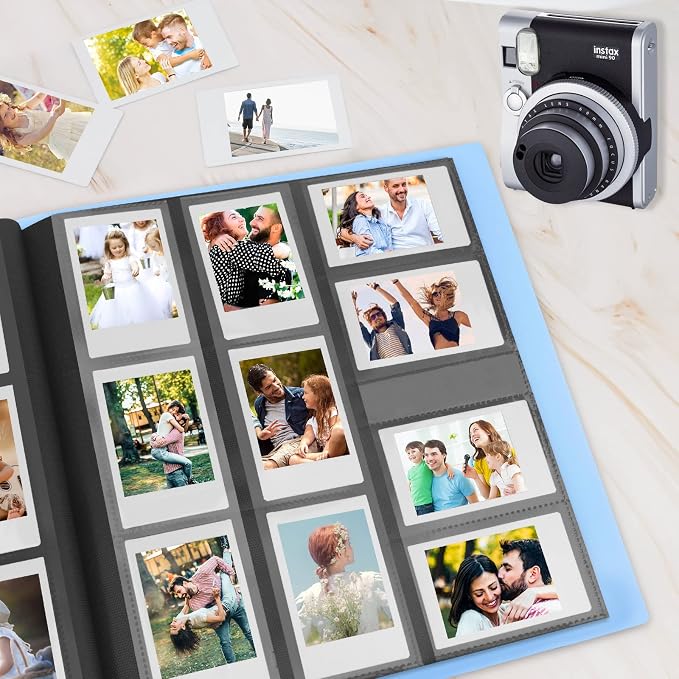 560-Pocket Photo Album for Instax Mini & Polaroid 2x3 Pictures, Blue | Large Capacity Photo Book, Elastic Band Closure, Safely Holds Your Unique Memories for Secure Storage and Easy Viewing - Image 7