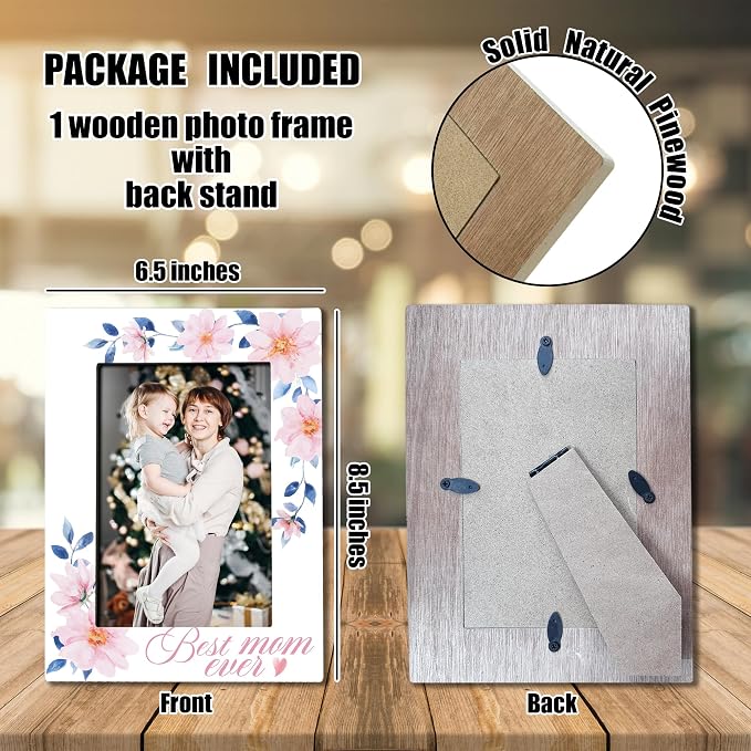 Mom Picture frame 4 x 6 Photo , Best Mom Ever Picture Frame With Back Bracket, Home Office Desktop Display, Mother Birthday Gifts Mothers Day Decor, Women's Home Office Decor And Accessories -D03 - Image 2