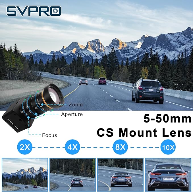 SVPRO USB 3.0 Global Shutter Camera, 1200P 120fps, 720P 200fps High-Speed Camera with Manual 5-50mm Lens, 10x Optical Zoom, Plug-and-Play UVC Webcam for Computer and Laptop - Image 5