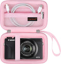 Canboc Camera Case for Canon PowerShot G7 X Mark III/ G7X Mark II, Pink | For SX740/ SX730/ G7X3 Carrying Point and Shoot Camera Bag, Zipper Mesh Pocket fits USB Cable, Batteries by Canboc