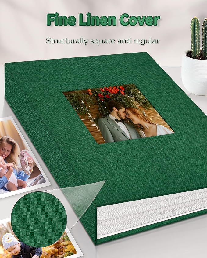 Artfeel Photo Album 4x6 with 300 Pockets,Slip-in Picture Albums,Linen Cover Memory Book with Front Window,White Page Vertical Photo Book for Wedding,Family,Anniversare,Baby,Vacation - Image 6