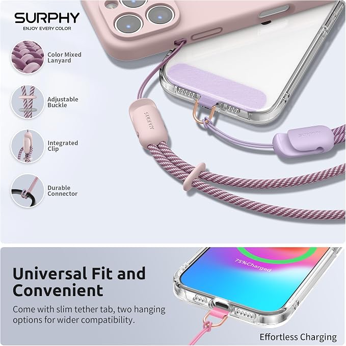 SURPHY 3 Pack Phone Wrist Strap, Phone Lanyard with Cellphone Tether Tab | Phone Strap Charm, Camera Wrist Strap with 2-Color Braided, Phone Wristlet, Wrist Lanyard for Case - Image 2