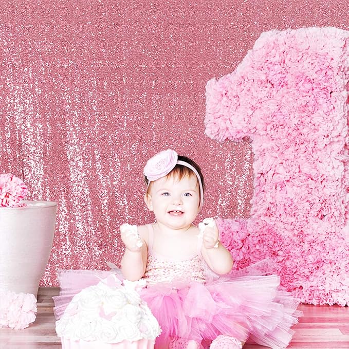 Poise3EHome 10FT x 10FT Sequin Photography Backdrop Curtain for Party Decoration, Fuchsia Pink - Image 3