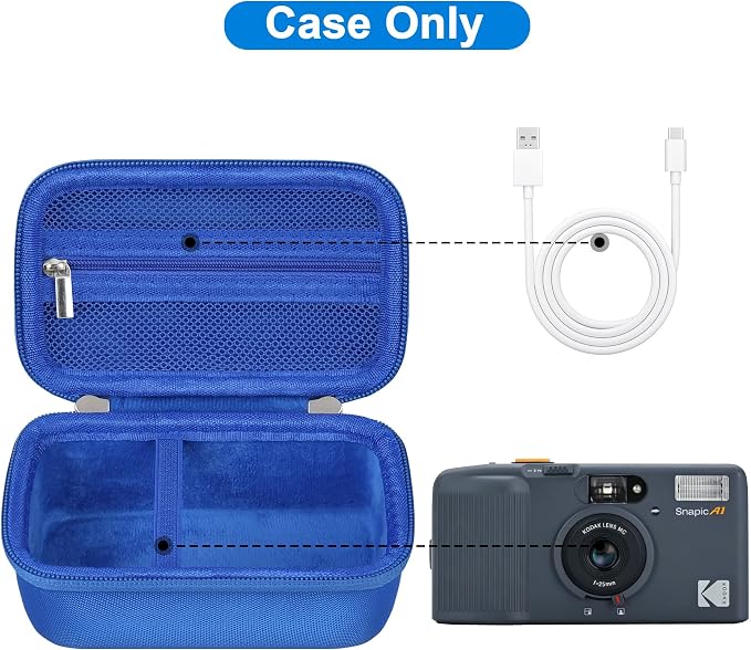 Canboc Carrying Case for KODAK EC35/ KODAK EKTAR H35 Film Camera, Blue | For H35N/ KODAK Snapic A1 Camera, H35/ EC35 Film Camera Bag, Zipper Mesh Pocket fits Batteries, Cable, Case Only - Image 2